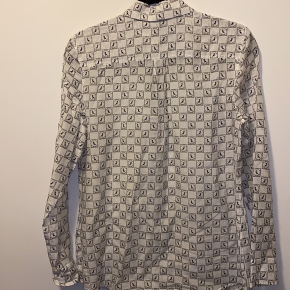 Olsen Europe Dove poplin pattern Cotton Silk Blend tunic shirt Sz 8 - Picture 6 of 9